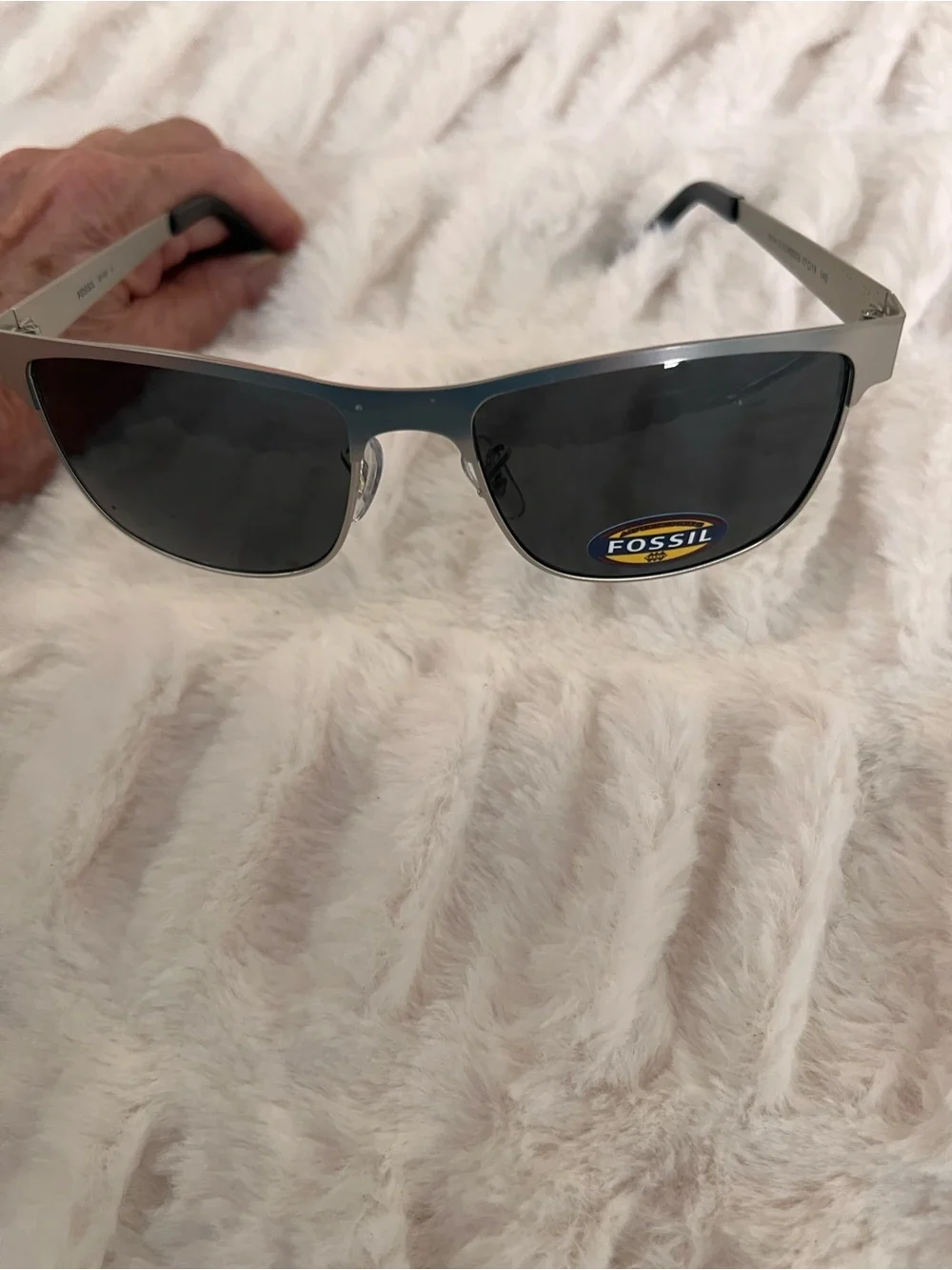 Fossil FM148 Outlook Collection Sunglasses Silver Metal Gray Rectangular NWT